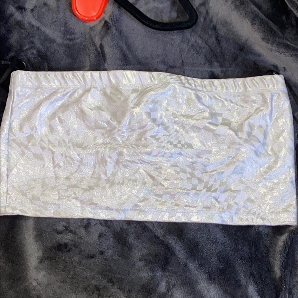 Reflective checker board crop top